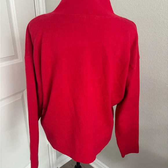 Maeve Anthropologie Carys French Je T'aime mock-neck sweater in cherry red - Picture 4 of 5